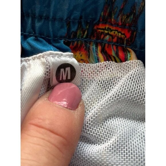 Boardies Fish Shorts M Blue Tropical Swim Trunk Jellyfish Preppy Classic Retro - Picture 8 of 12